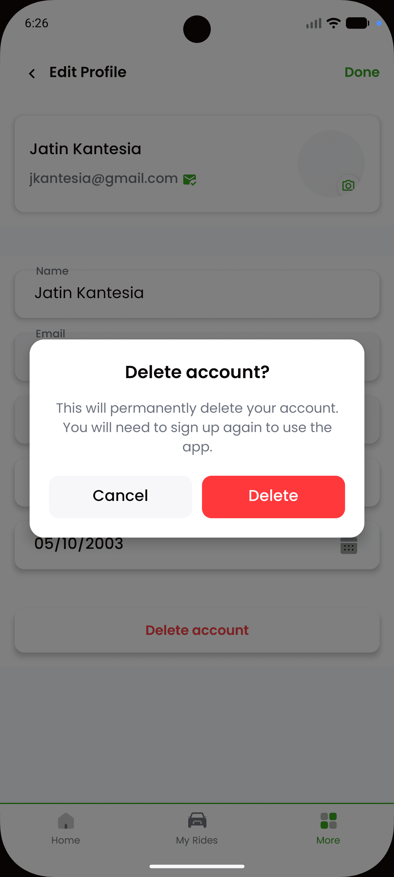 Delete Account
